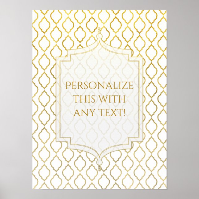 Poster Thème de fête personnalisé marocain arabe or et bl (Devant)