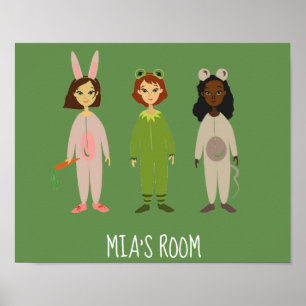 Poster Thème de la fête du pyjama dans la chambre de la m