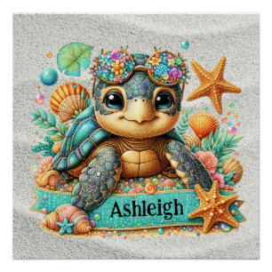Poster Thème de la tortue marine