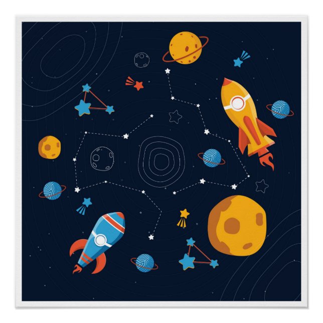 Poster thème de l'espace bleu foncé (Devant)