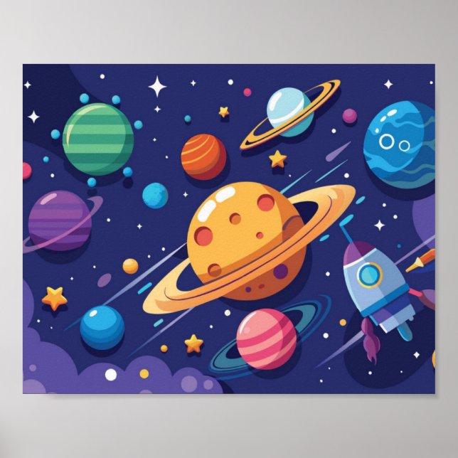 Poster Thème de l'espace et des planètes (Devant)