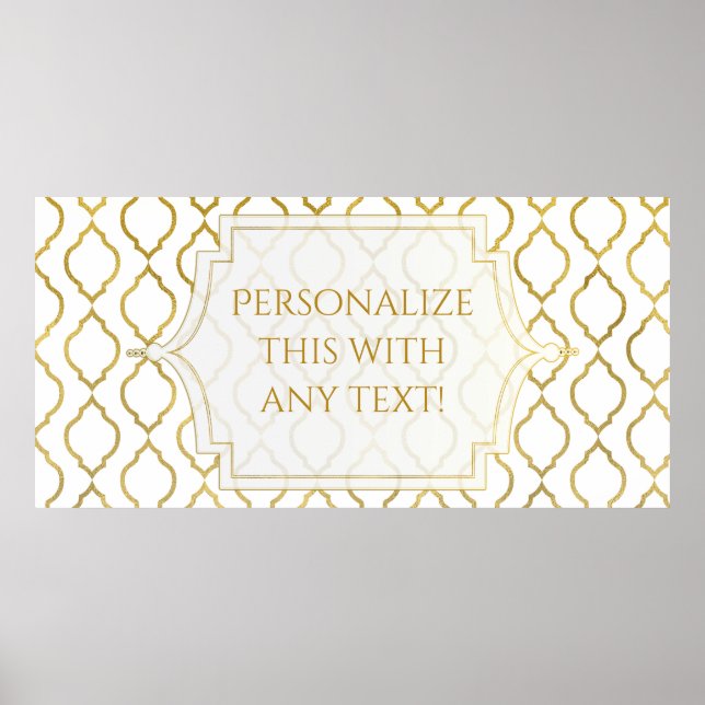 Poster Thème de mariage arabe marocain or et blanc (Devant)