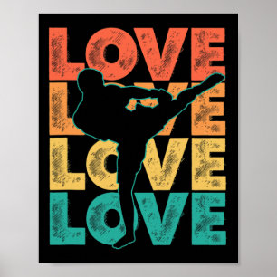 Poster Thème de mot d'amour rétro Muay Thai conception gr