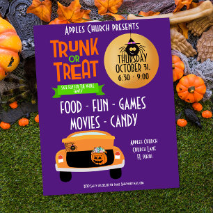 Poster thème de soirée Halloween coffre ou traiter