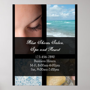 Poster Thème de station de spa de luxe bleu et noir