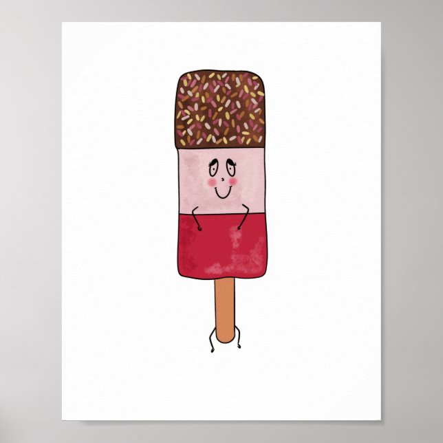Poster Thème de sucette glacée fabuleuse, glace à l'eau (Devant)