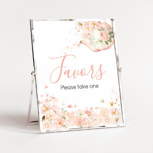 Poster Thème de thé floral rose pour deux cadeaux de baby