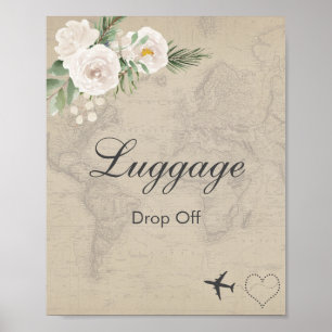 Poster Thème de voyage douche de mariée Bagages à déposer