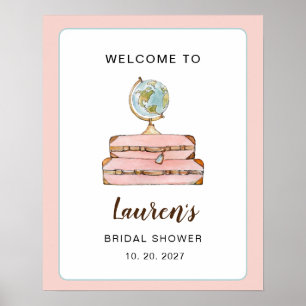 Poster Thème de voyage Miss to Mrs Bienvenue à la douche 