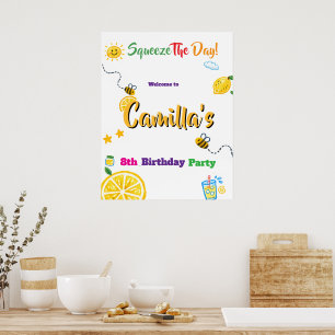 Poster Thème d'été aux citrons pour l'anniversaire des en