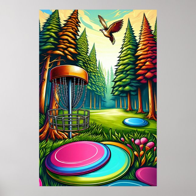 Poster Thème Disc Golf et Aigle (Devant)
