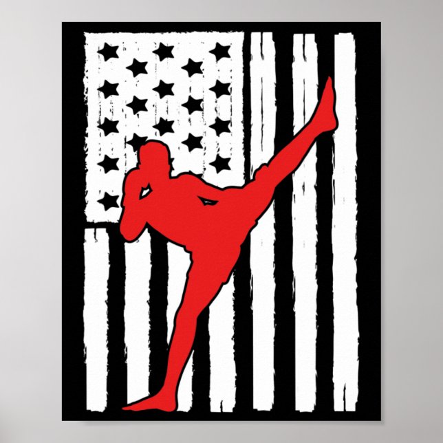 Poster Thème Drapeau Américain Muay Thai Conception Graph (Devant)