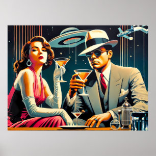 Poster Thème Gangster Martini Party de l'ère spatiale Las