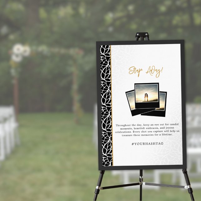 Poster Thème Mariage feuille S'effondrer #YOURHASHTAG (Leaves Wedding Theme Snap Away #YOURHASHTAG Poster)