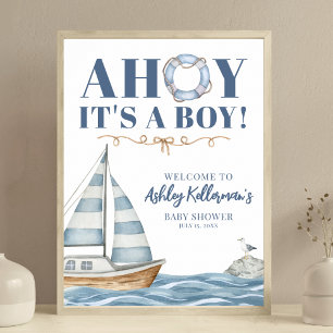 Poster Thème Marin C'est un Garçon Baby Shower