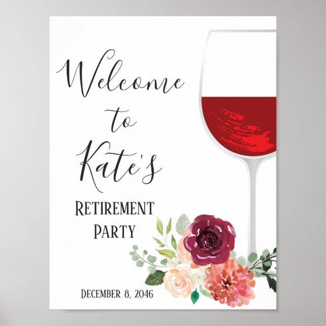 Poster Thème vin, fête adulte, signe d'accueil (Devant)