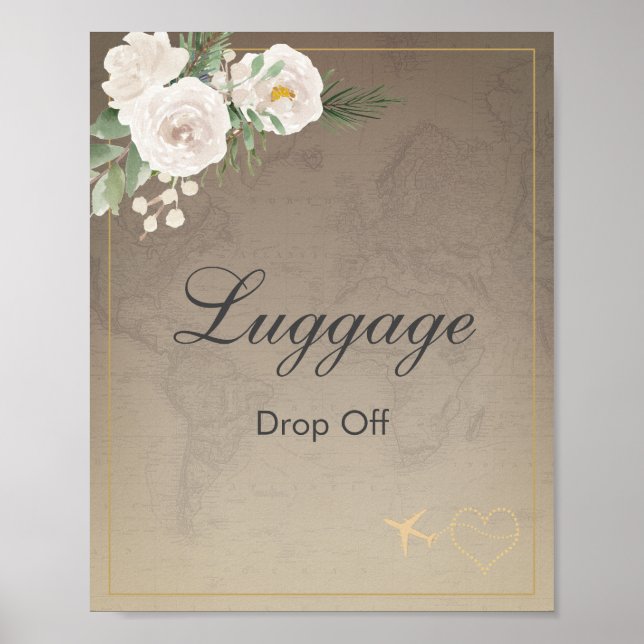 Poster Thème voyage Baby shower Luggage Drop Off Poste (Devant)