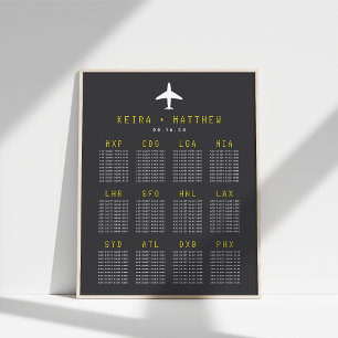 Poster Thème Voyage Code de l'aéroport Mariage Siège Cart