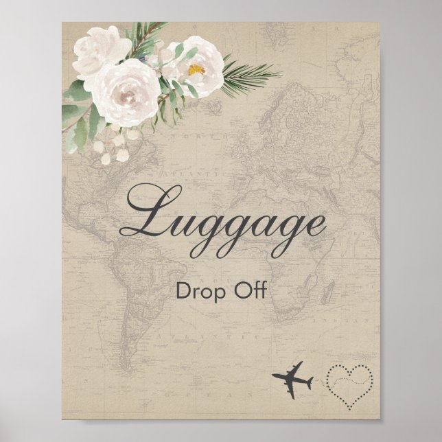 Poster Thème voyage douche de mariage Bagages déposer  (Devant)