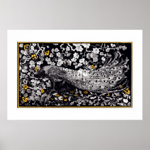 Poster Theo Van Hoytema Retro Peacock Clip Art Noir et