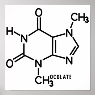 Poster Théobromine au chocolat Formule chimique moléculai