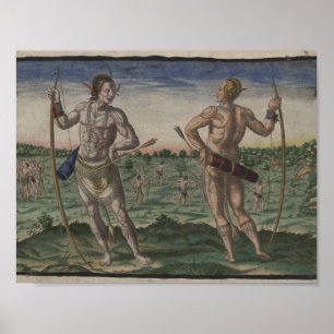 Poster Theodor de Bry, 1528-1598, Native American in Body