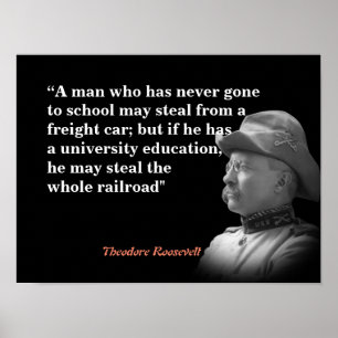 Poster Theodore Roosevelt Citation Sur L'Éducation Et Le 