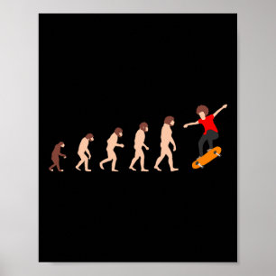 Poster Théorie de l'évolution skateboard drôle