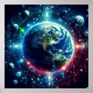 Poster Théorie multivers visuel Univers parallèles sur un