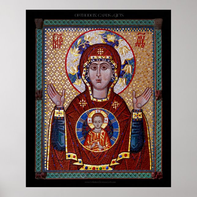 Poster Theotokos "du signe" mosaïque Icône (Devant)