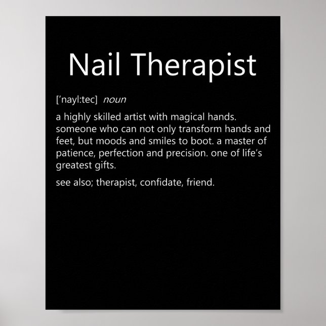 Poster Thérapeute à ongles Définition Nail Tech Nail (Devant)