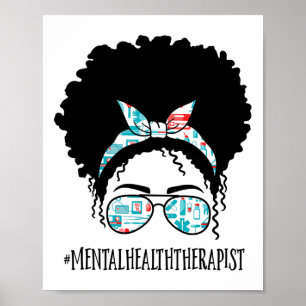 Poster Thérapeute de la santé Black Afro Messy Bun Femmes