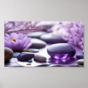 Poster Thérapeute Psychologue Fleurs de Lotus Pierres Zen