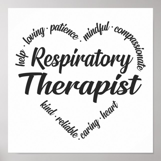 Poster Thérapeute respiratoire Mot de coeur Nuage (Devant)