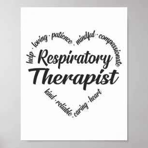 Poster Thérapeute respiratoire Mot du coeur Nuage de mots