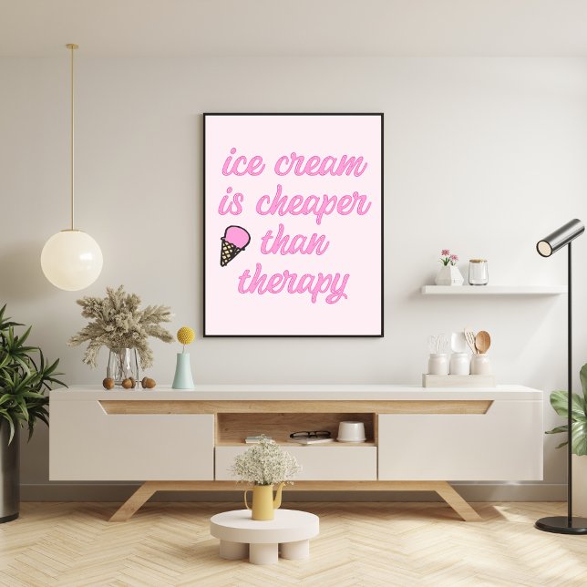 Poster Thérapie à la crème glacée - Citation amusante été (Créateur téléchargé)
