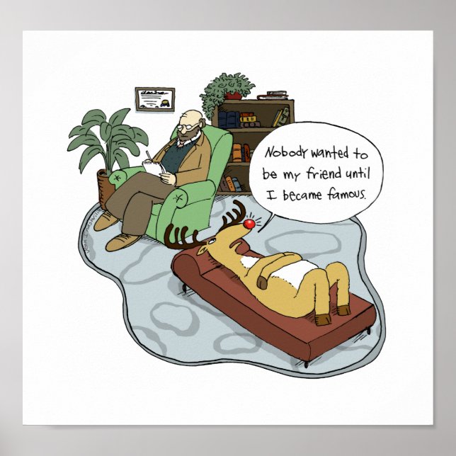 Poster Thérapie des rennes | Drôle Caricature de vacances (Devant)