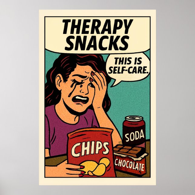 Poster Thérapie Snacks - Pop Art Confort émotionnel (Devant)