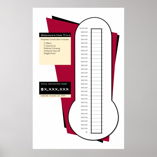 Poster Thermomètre de collecte de fonds en rouge (Devant)