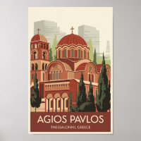 Thessalonique Agios Pavlos Travel Art Vintage