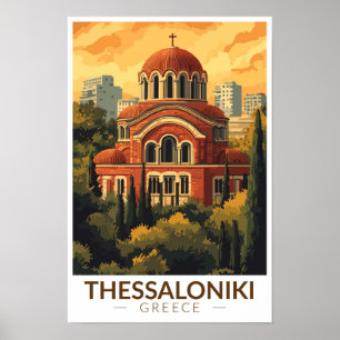 Poster Thessalonique Grèce Agios Pavlos Travel Art Retro