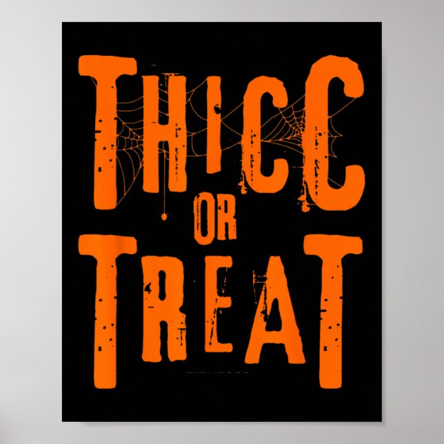 Poster Thicc Ou Traiter Drôle Halloween Entraînement Fitn (Devant)