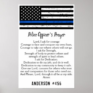 Poster Thin Blue Line Flag Police Officer Prayer