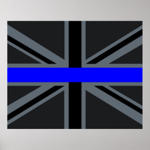 Poster Thin Blue Line Union Jack Style