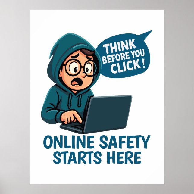 Poster Think Before You Click - Online Safety Awareness (Devant)