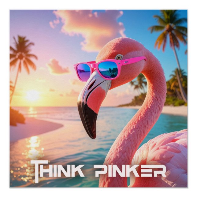 Poster THINK PINKER - Flamingo PINK (Devant)