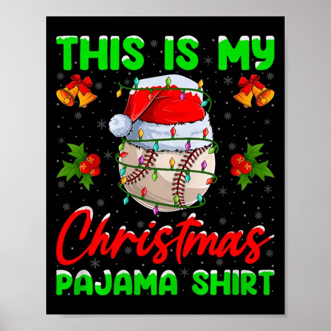 Poster This Is My Baseball Christmas Pajamas Funny Baseba (Devant)