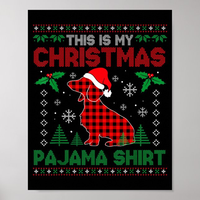 Poster This Is My Dachshund Dog Red Plaid Christmas Ugly  (Devant)
