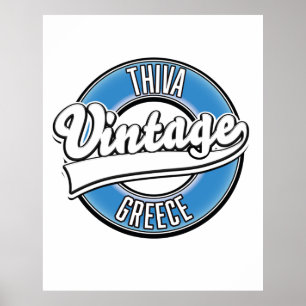 Poster Thiva Grèce logo vintage