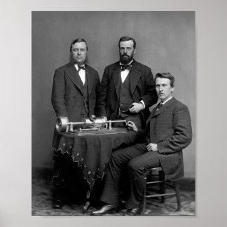 Poster Thomas Edison Avec Son Phonographe
